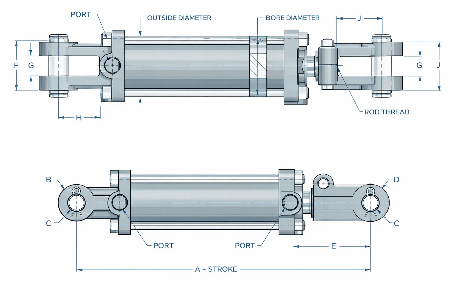 Tie-Rod Hydraulic Cylinder-dimention
